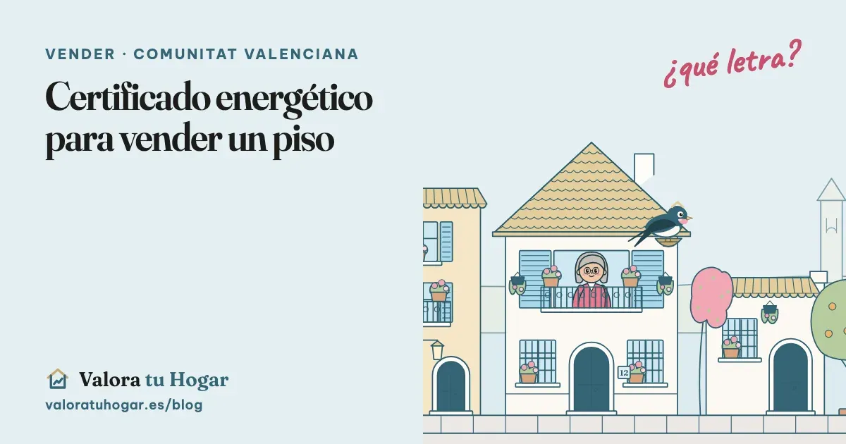 Ilustración de una calle con una casa de dos plantas y Vera, la golondrina de Valora tu Hogar, en su nido, con la pregunta ¿qué letra? escrita a mano