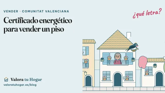 Ilustración de una calle con una casa de dos plantas y Vera, la golondrina de Valora tu Hogar, en su nido, con la pregunta ¿qué letra? escrita a mano