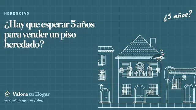 Ilustración a tiza de una calle con una casa de dos plantas y Vera, la golondrina de Valora tu Hogar, en su nido, con la pregunta ¿5 años? escrita a mano